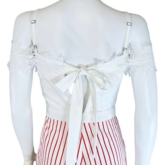 Chicways Cold Shoulder Striped Floral Jumpsuit - Picture 9 of 11